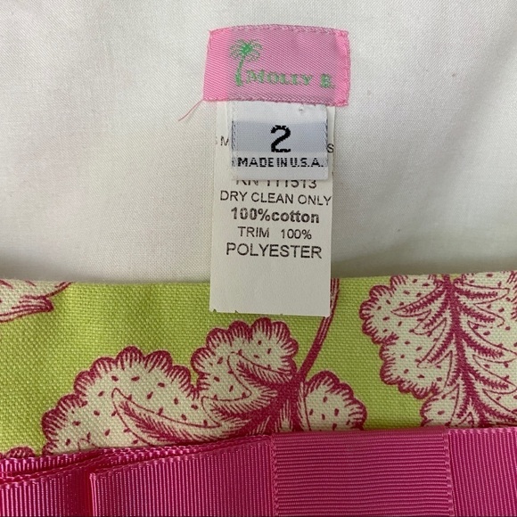 MOLLY B. Mini Skirt Size 2  Pink/ Green French Toile Preppy Chic - Picture 5 of 6